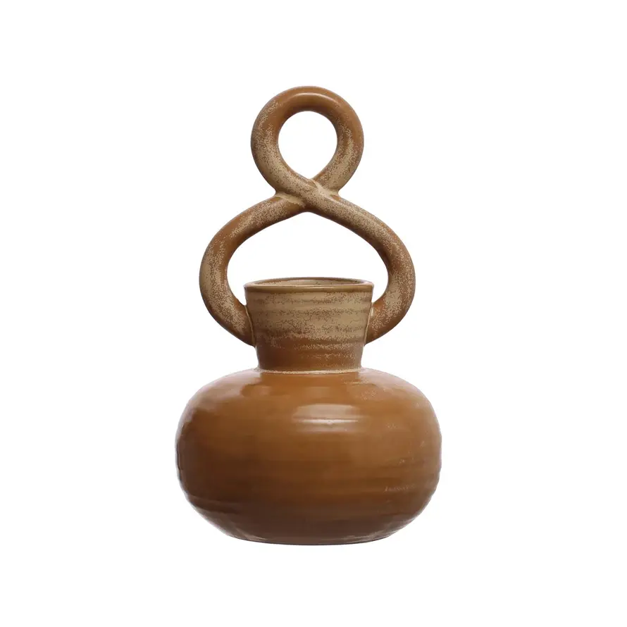 Stoneware Vase Reactive Glaze Brown 8.5"