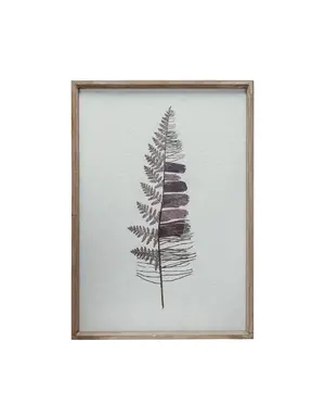 Wood Framed Glass Paper Fern 17 x 24