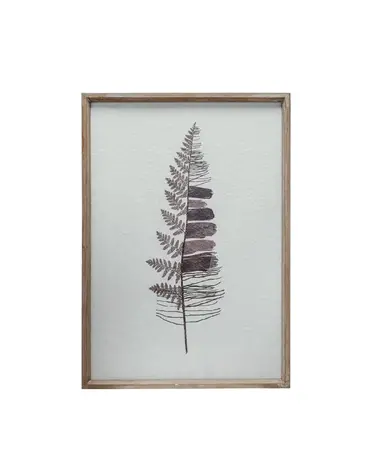 Wood Framed Glass Paper Fern 17 x 24