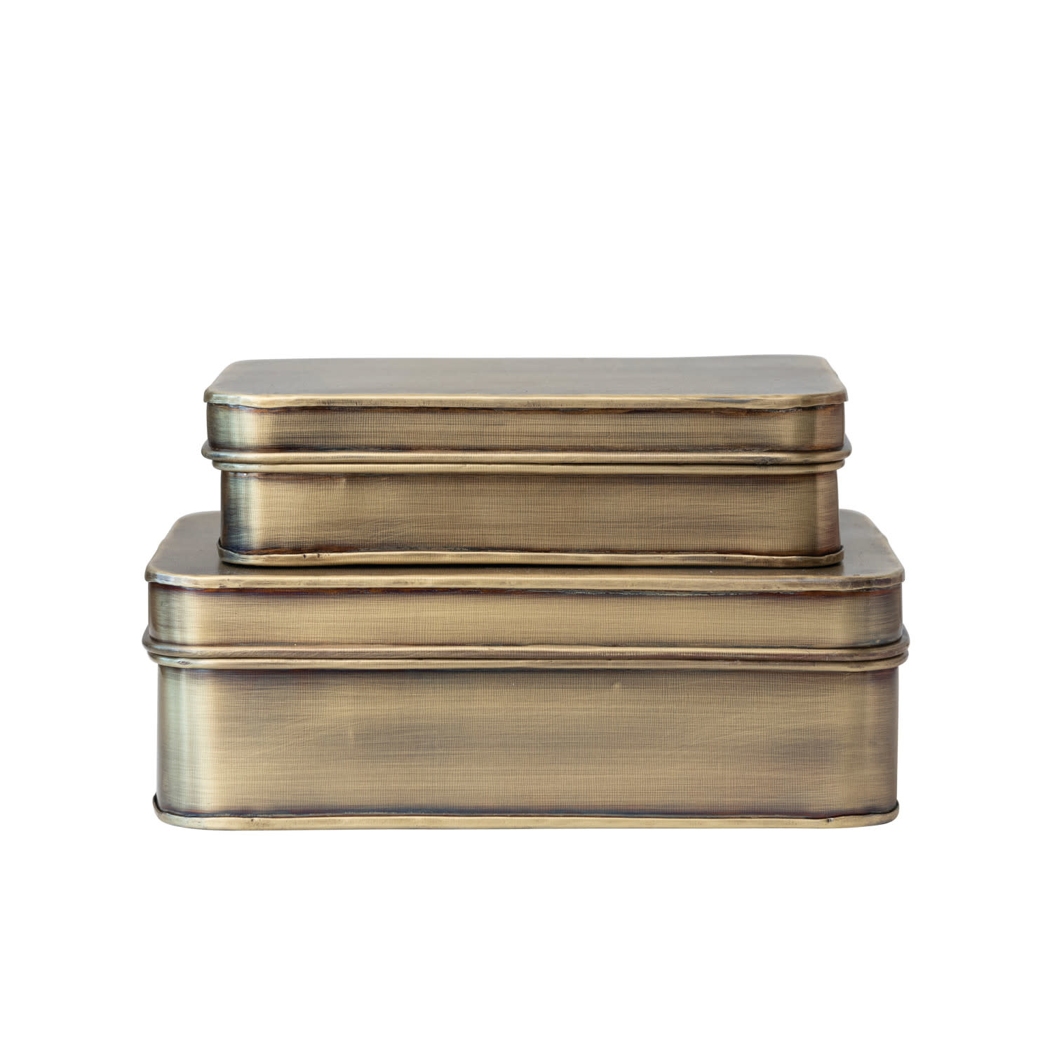 Metal Box, Antique Brass Finish, Large