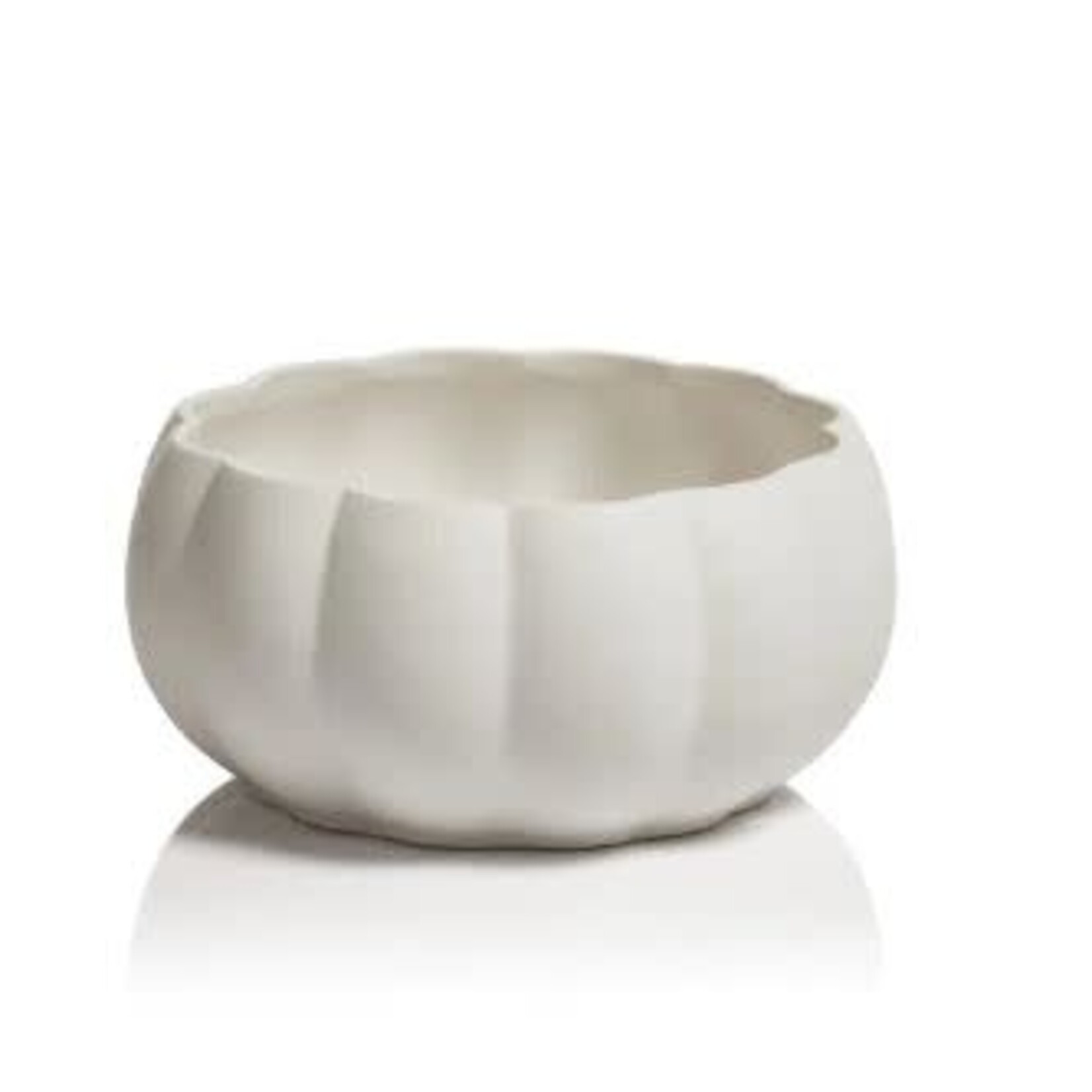 White Pumpkin Ceramic Bowl, Small 7" Round