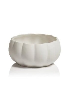 White Pumpkin Ceramic Bowl, Small 7" Round