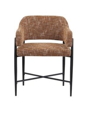 Meridian Damsal Fabric Upholstered Dining Chair, Cognac, 23.5 X 20.5 X 31, Furniture Available for Local Delivery or Pick Up