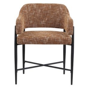 Meridian Damsal Fabric Upholstered Dining Chair, Cognac, 23.5 X 20.5 X 31, Furniture Available for Local Delivery or Pick Up