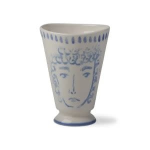 Tag Narcissus Painted Vase, White & Blue