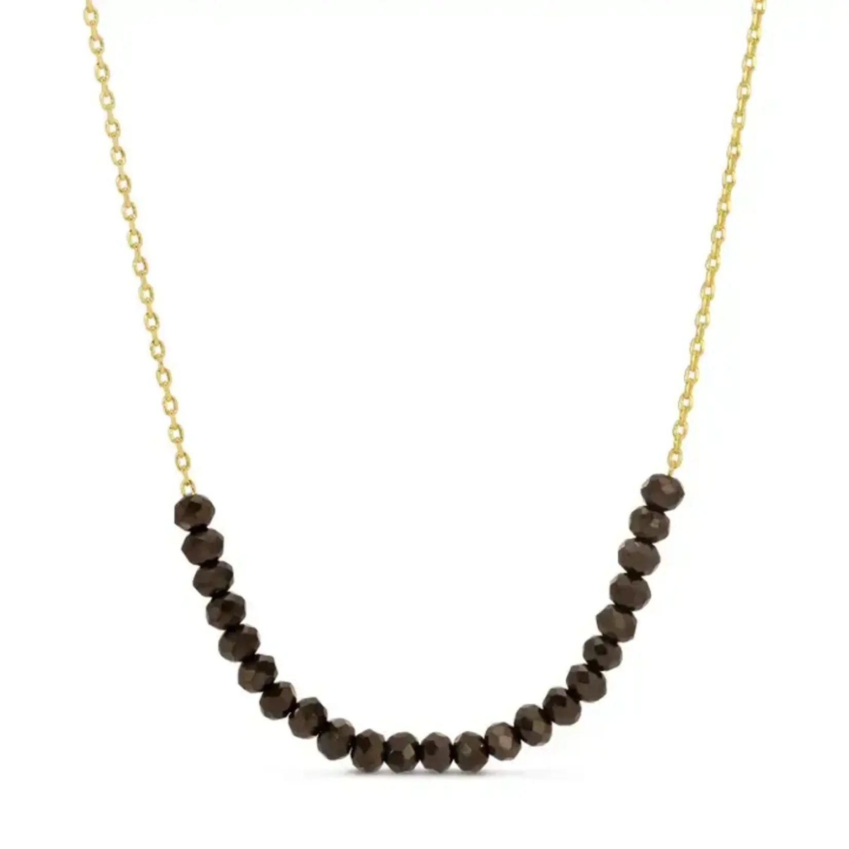 Splendid Iris 16" Black Crystal Necklace 18k Gold Plated