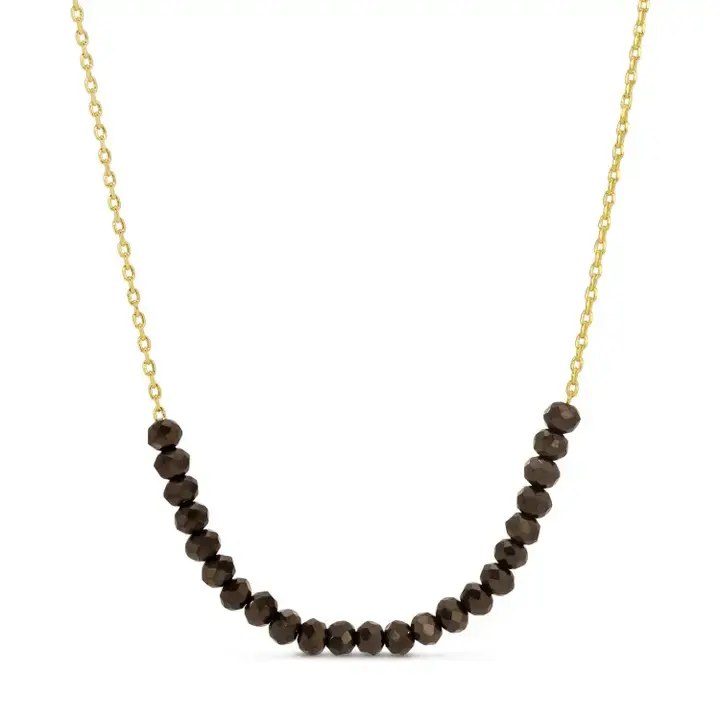 Splendid Iris 16" Black Crystal Necklace 18k Gold Plated