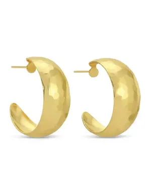 Splendid Iris Large Rounded Hoops - Gold
