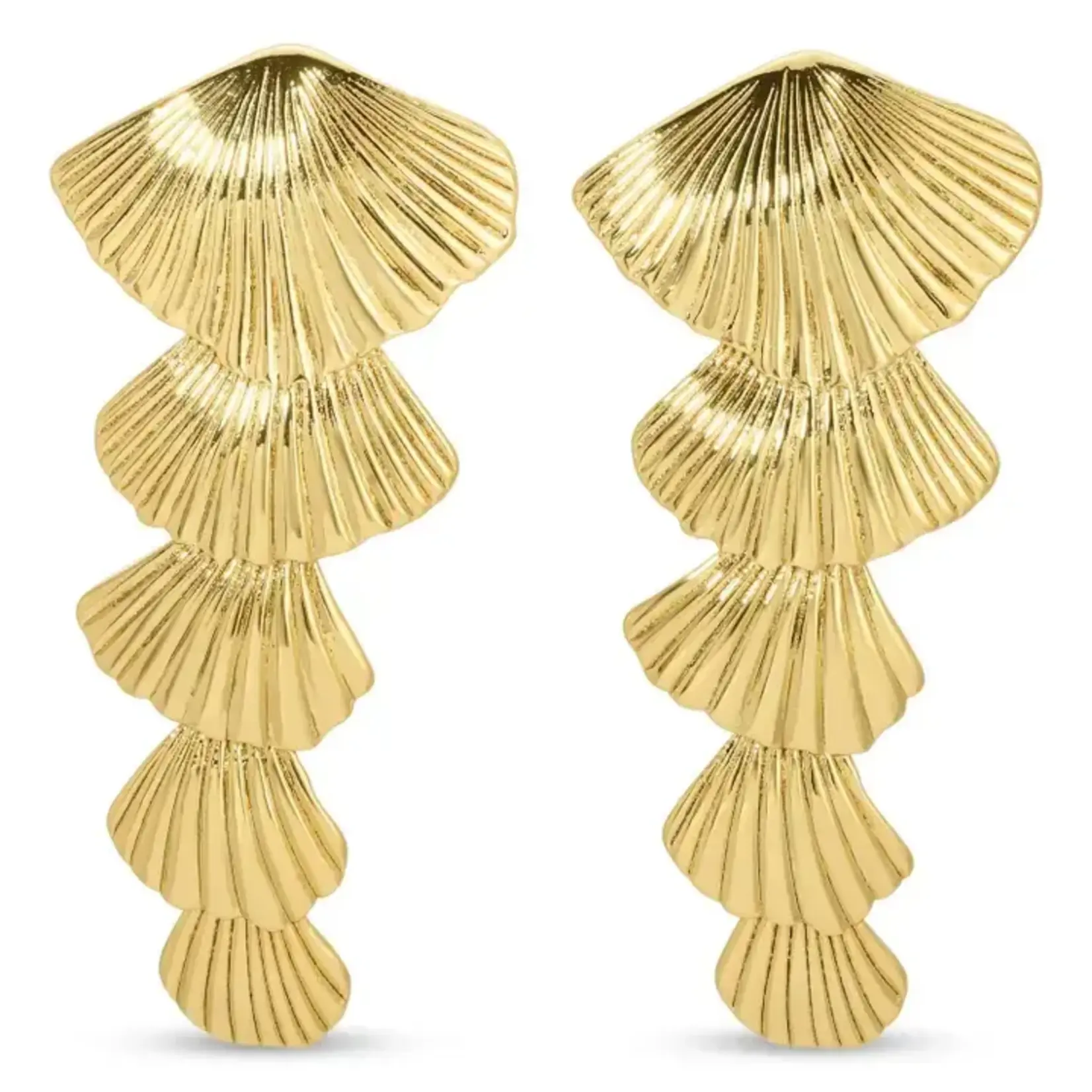Splendid Iris Long Shell Earrings, Gold