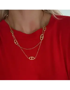 Ghansutt Pearls Long Gold Necklace, Waterproof