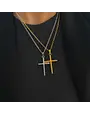 Ghansutt Pearls Gold Large Cross Necklace, Waterproof