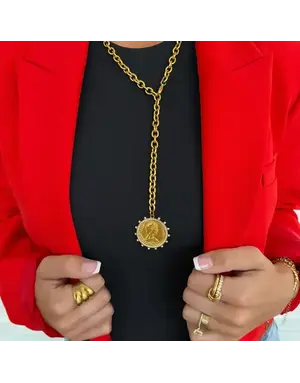 Ghansutt Pearls Gold Coin Medallion Necklace, Waterproof