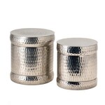 Colthurst Stools, Silver, Set of Two, 16 X 16 X 18