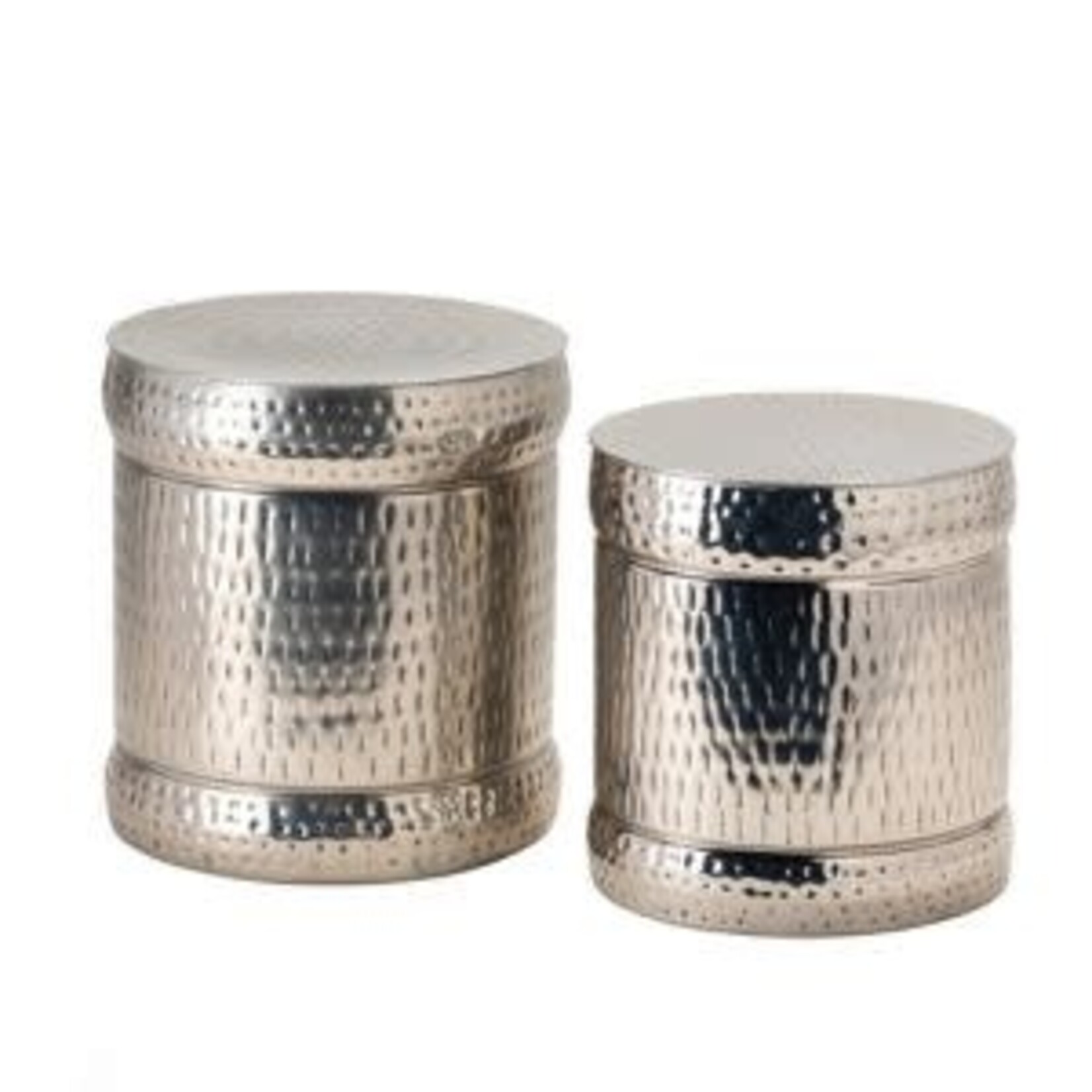 Colthurst Stools, Silver, Set of Two, 16 X 16 X 18
