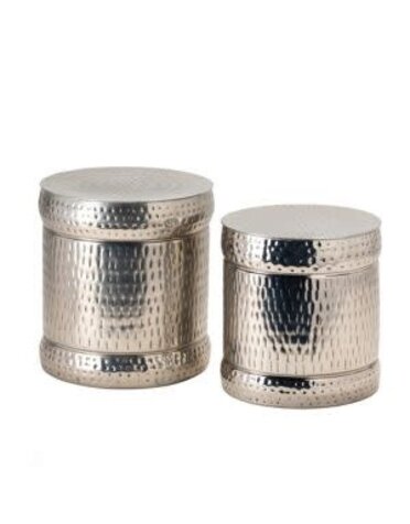 Colthurst Stools, Silver, Set of Two, 16 X 16 X 18, Furniture Available for Delivery or Pick Up