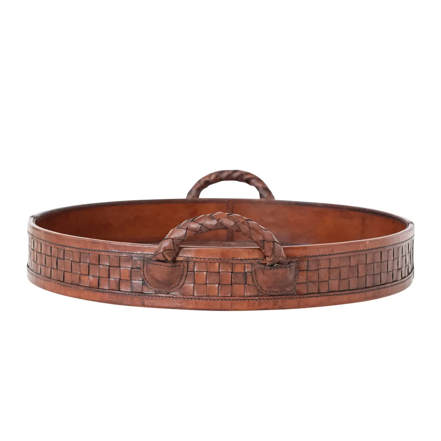 Woven Leather Tray 16"