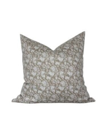 Meridan Floral Lumbar Pillow, Olive and Brown, 20 X 20