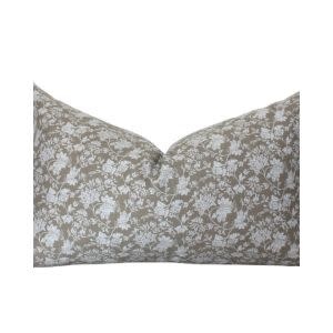 Meridan Floral Lumbar Pillow, Olive and Brown, 14 X 20