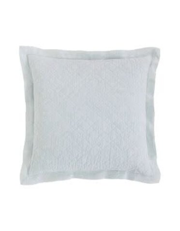 Washed Linen Quilted Sham, Sky, Euro Black Bedding