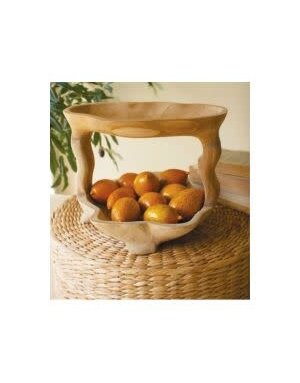 Two-Tiered Teakwood Serving Tower, 11 X 9