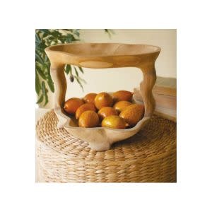 Two-Tiered Teakwood Serving Tower, 11 X 9