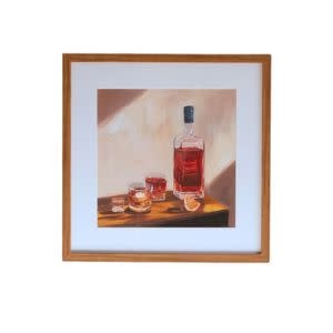 Framed Whiskey Print under Glass, 23.5 X 1.5 X 23.5