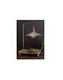 Gooseneck Table Lamp with Wooden Tray Base and Glass Shade, 10 X 15 X 22