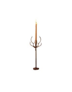 Forged Rustic Iron Deer Candle Holder, Large, 5.5 X 3 X 16.75