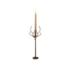 Forged Rustic Iron Deer Candle Holder, Large, 5.5 X 3 X 16.75