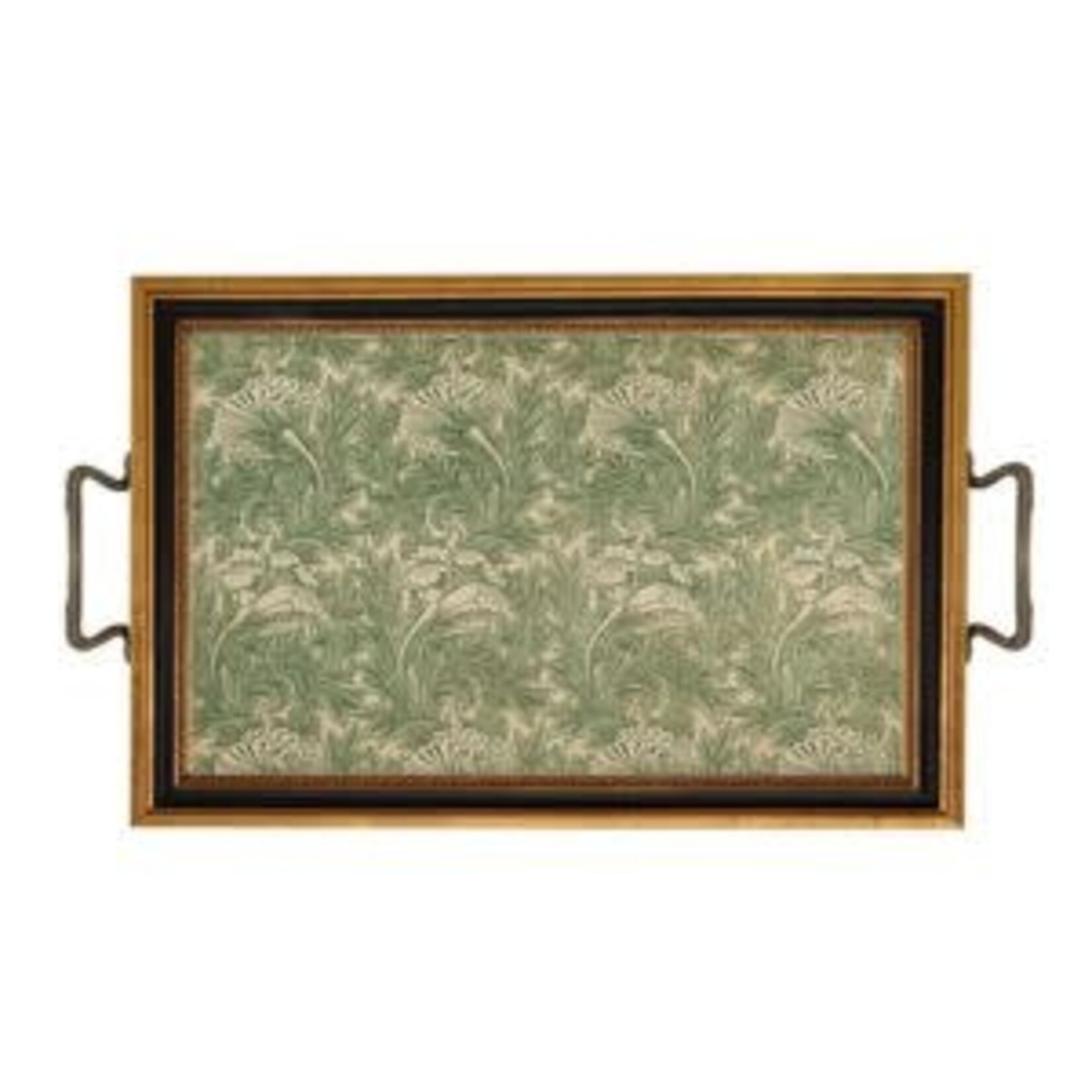 Madison Bay Co. William Morris Tulip Decorative Tray with Brass Handles, 12.5 X 8.5