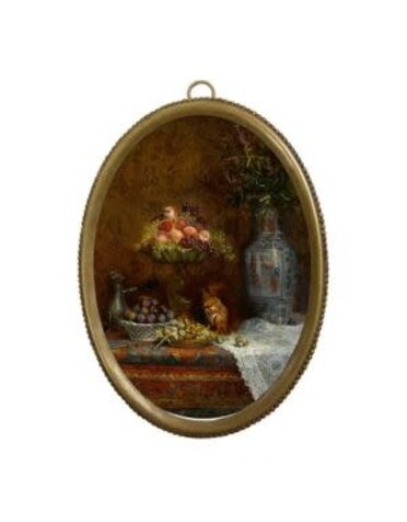 Madison Bay Co. Fruit and Squirrel in Antiqued Brass Frame, 6.25 X 4.5