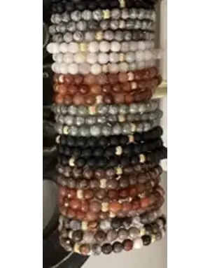 Morgan & Me Designs Morgan & Me 6mm Gemstone Bracelet with 14k Gold Bead Asst