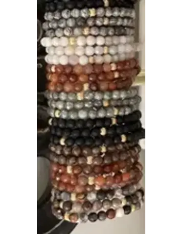 Morgan & Me Designs Morgan & Me 6mm Gemstone Bracelet with 14k Gold Bead Asst