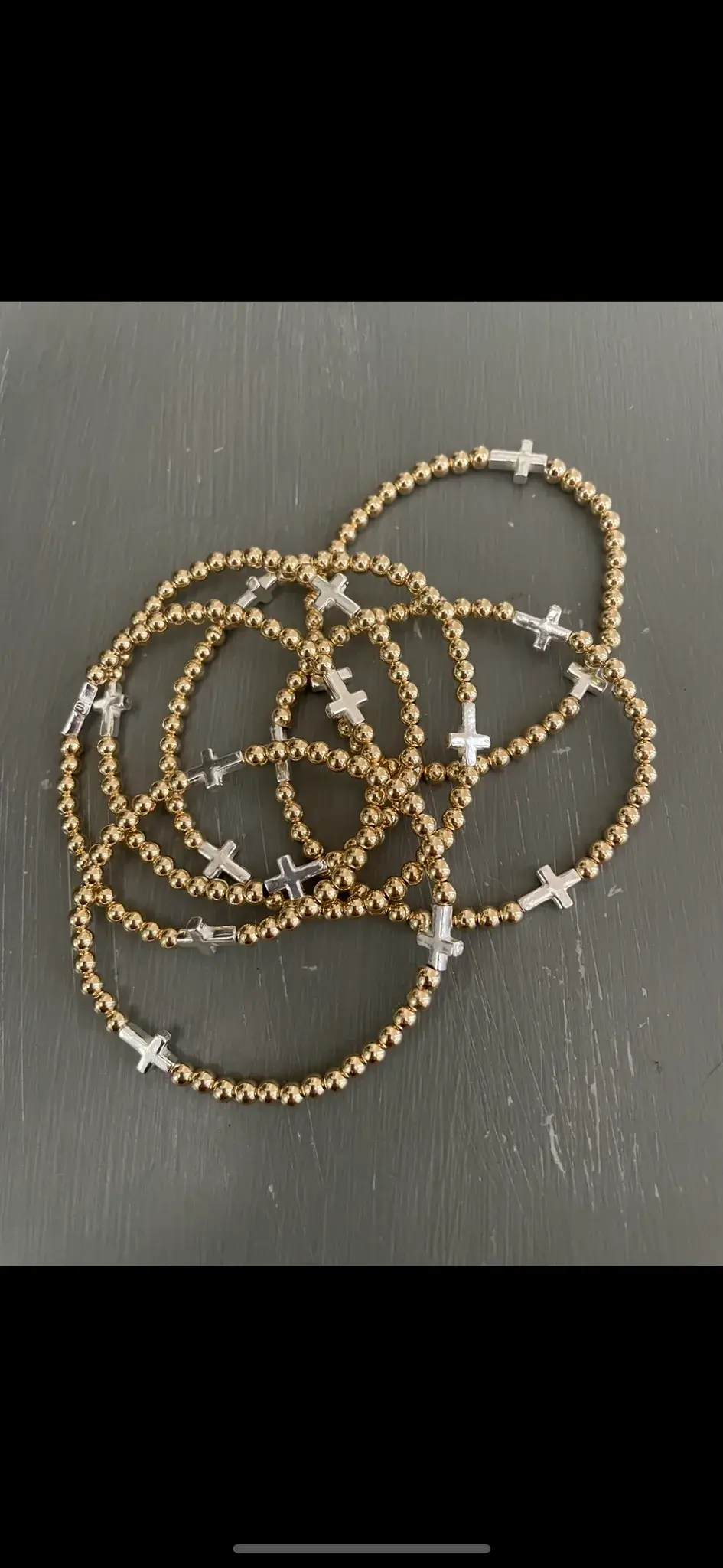 Morgan & Me Designs Morgan & Me 3mm 14k Gold Filled Bracelet with Sterling Silver Cross