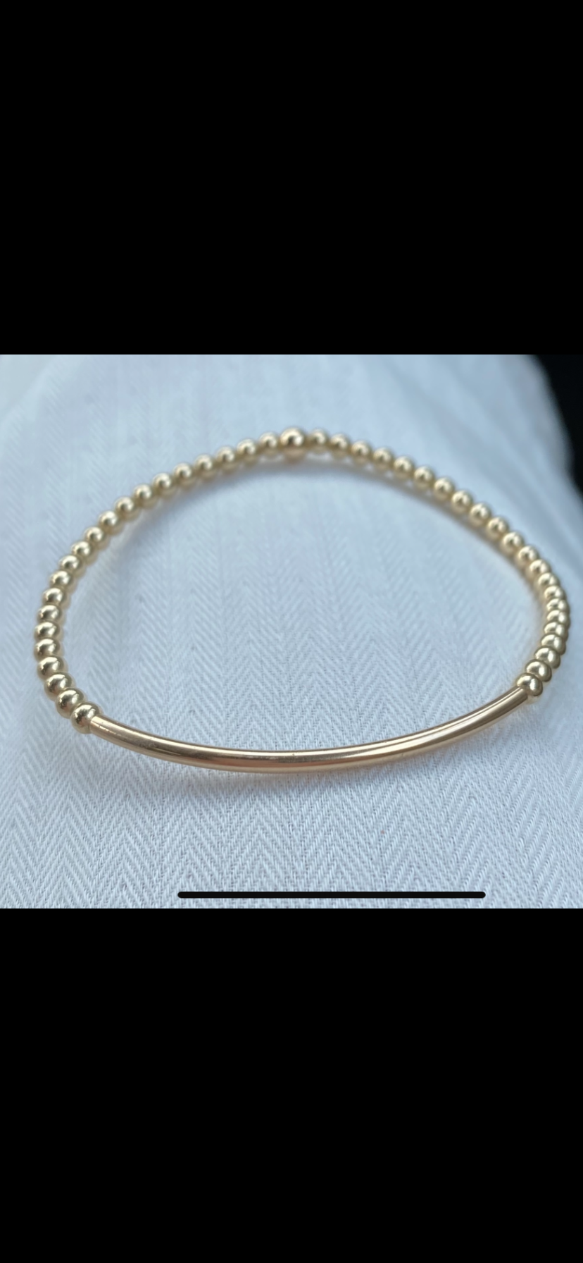 Morgan & Me Designs Morgan & Me 3mm 14k Gold Filled Bracelet with Gold Curve Bar