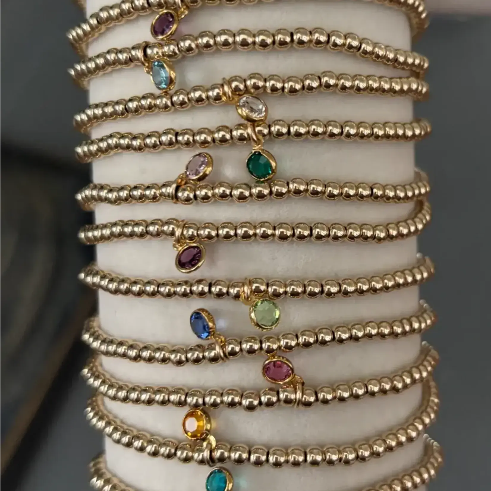 Morgan & Me Designs Morgan & Me 3mm 14k Gold Filled Bracelet with Birthstone Charm