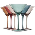 Khen Martini Glasses, 10 oz., Set of 6, Muted Rainbow