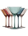 Khen Martini Glasses, 10 oz., Set of 6, Muted Rainbow