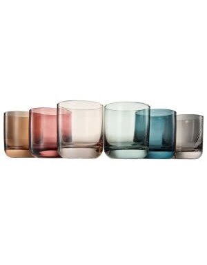 Khen Vintage Old-Fashioned Drinking Glasses, 9.6 oz., Set of 6, Muted Rainbow