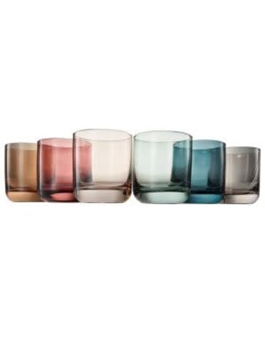 Khen Vintage Old-Fashioned Drinking Glasses, 9.6 oz., Set of 6, Muted Rainbow