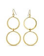Splendid Iris Long Lightly Hammered Double Open Circle Earrings, Gold