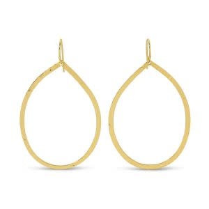 Splendid Iris Large Lightly Hammered Open Teardrop Earrings, Gold