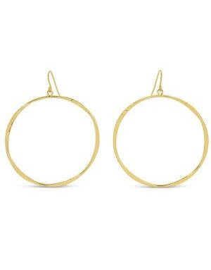 Splendid Iris Large Lightly Hammered Open Circle Earrings, Gold