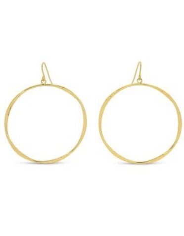 Splendid Iris Large Lightly Hammered Open Circle Earrings, Gold