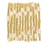 Splendid Iris Pearl and Bead Stretch Bracelet, 4mm, Gold, Priced individually