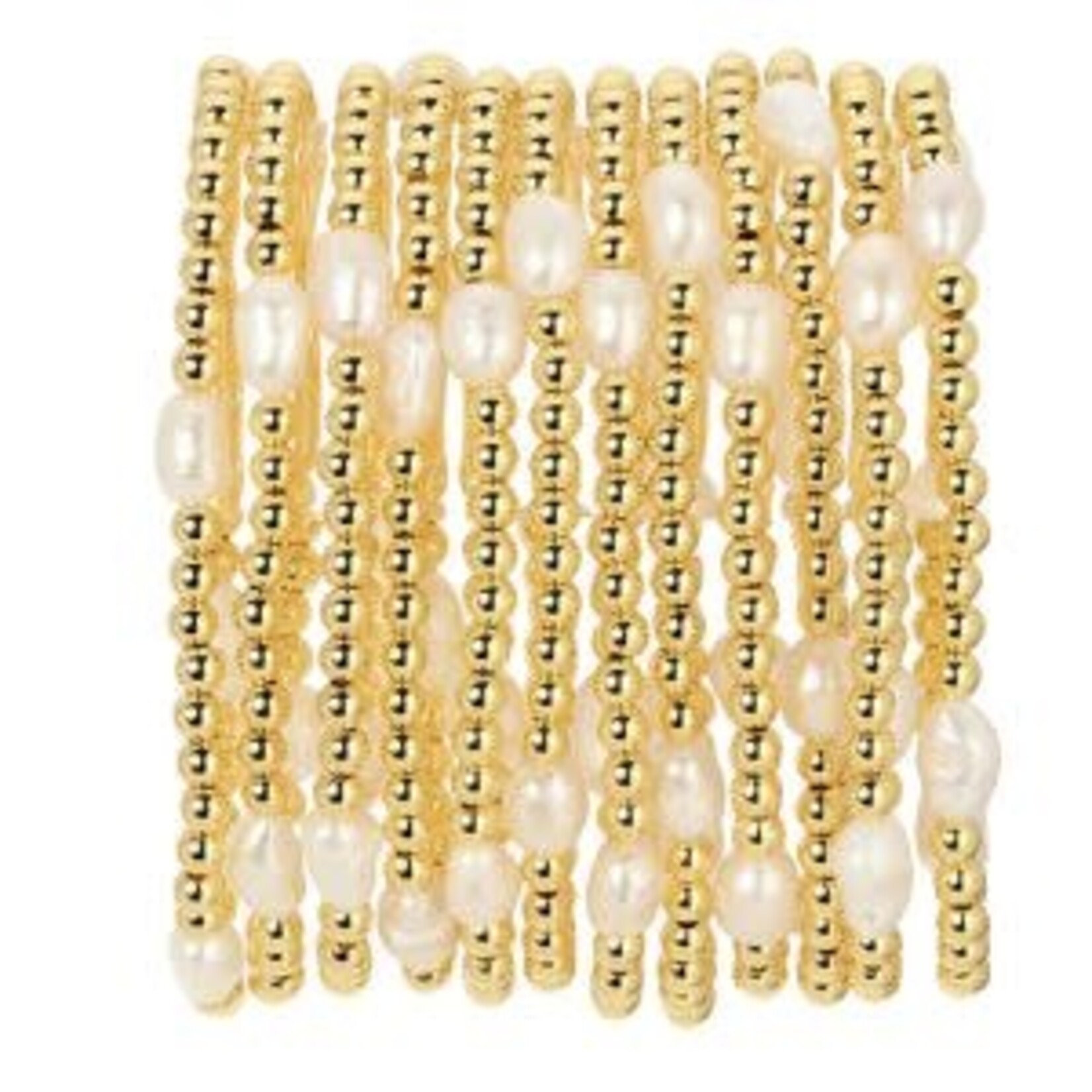 Splendid Iris Pearl and Bead Stretch Bracelet, 4mm, Gold, Priced individually