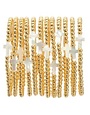 Splendid Iris Stretch Bead & Shell Cross Bracelet, 4mm, Gold, Priced individually