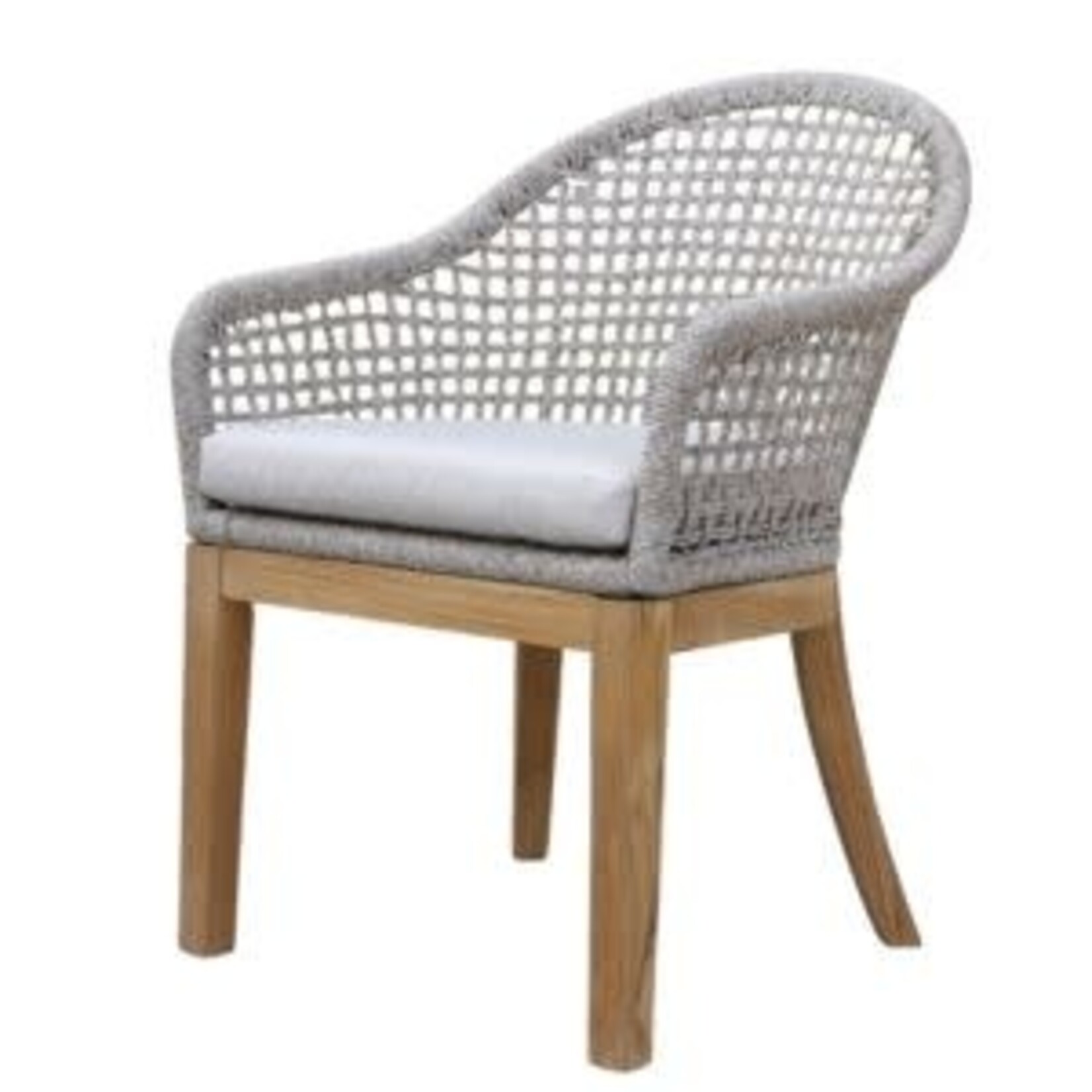 Nautical Rope & Teak Dining Chair with Sunbrella Fabric, 34.5 in.
