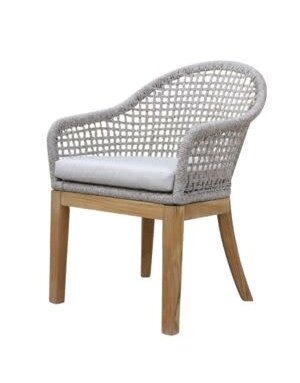 Nautical Rope & Teak Dining Chair with Sunbrella Fabric, 34.5 in., Furniture Available for Local Delivery or Pick Up