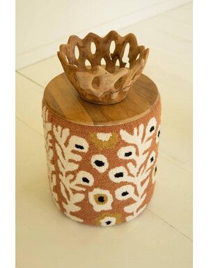 Tufted Accent Table Mango Wood Top 16.5 x 18.5